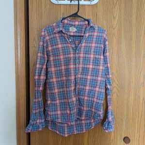 Blue and Red Plaid Button-Up Shirt